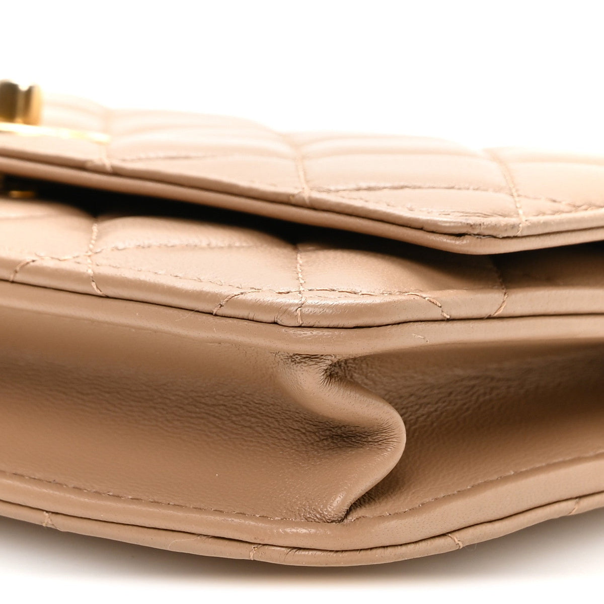 Lambskin Quilted CC Pearl Crush Wallet on Chain WOC Beige wholesalehk.shop
