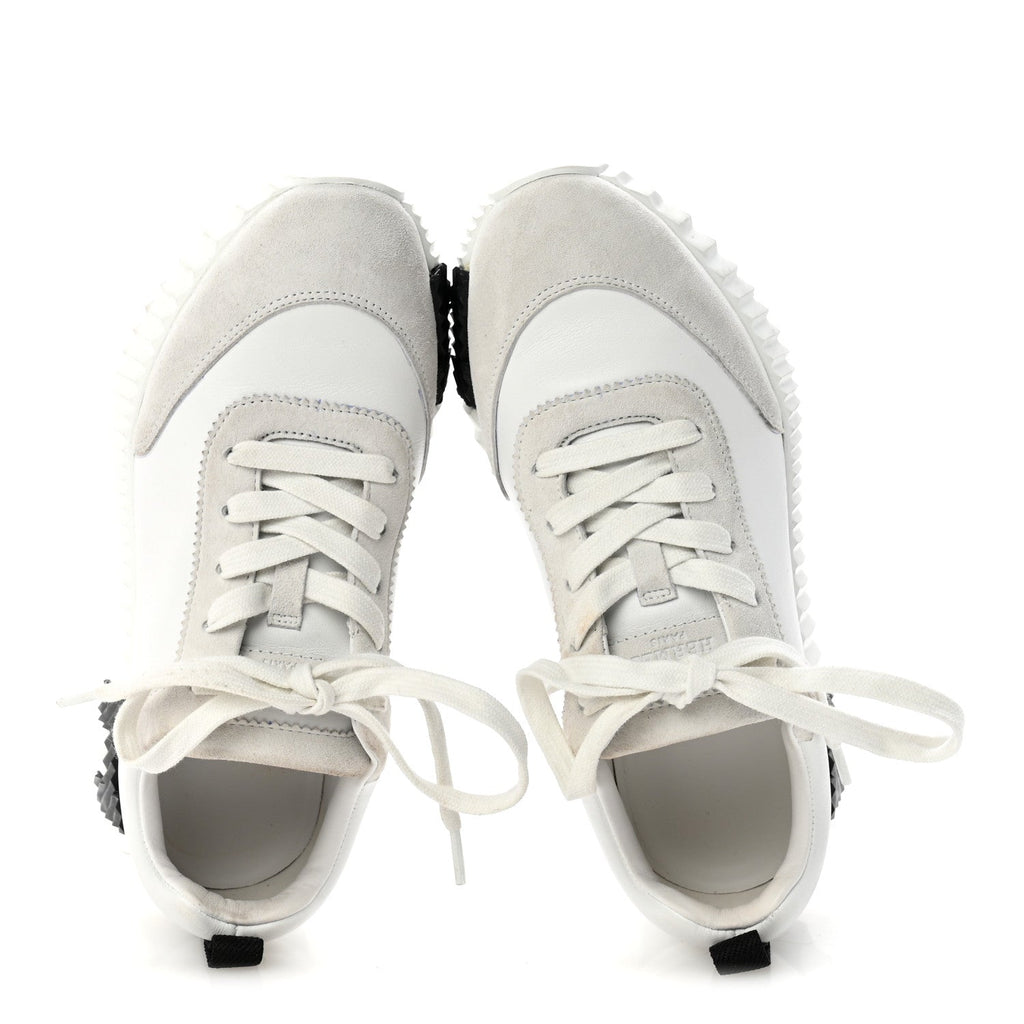 Calfskin Suede Goatskin Bouncing Sneakers 35.5 White Black wholesalehk.shop