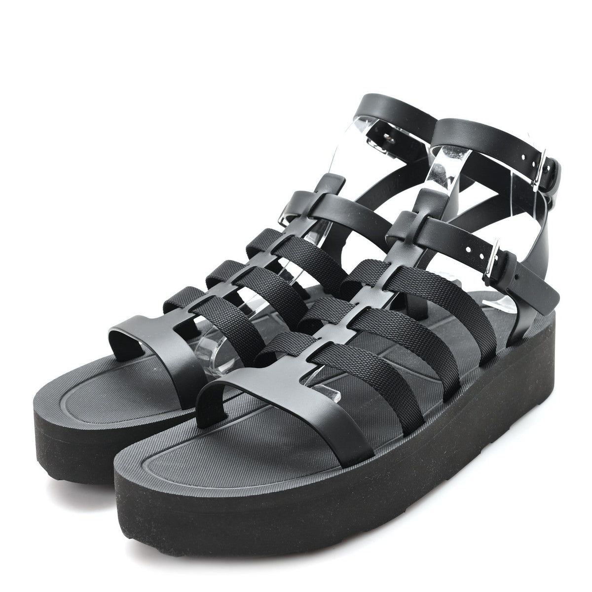 Calfskin Nylon Jupiter Sandals 40 Black wholesalehk.shop