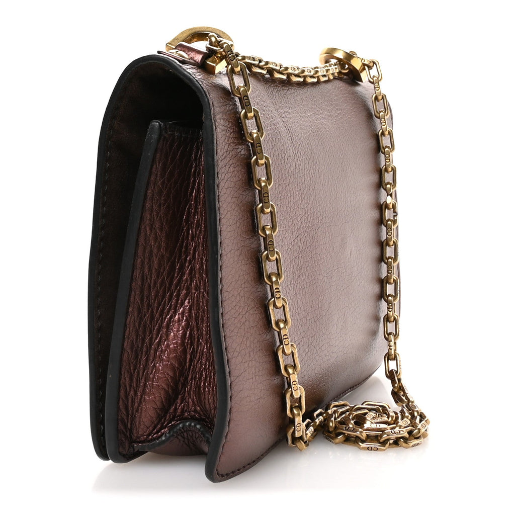 Metallic Calfskin J'Adior Chain Flap Bag Noisette wholesalehk.shop