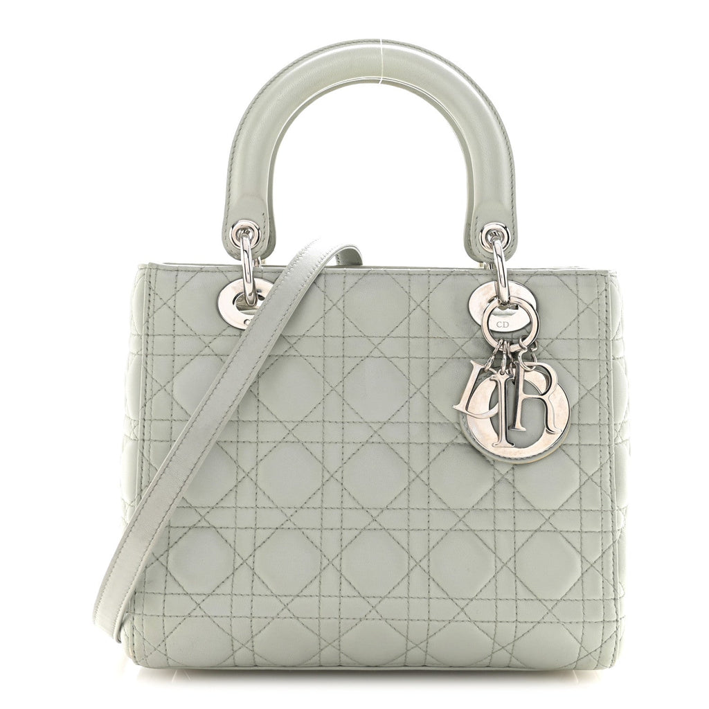 Lambskin Cannage Medium Lady Dior Green wholesalehk.shop