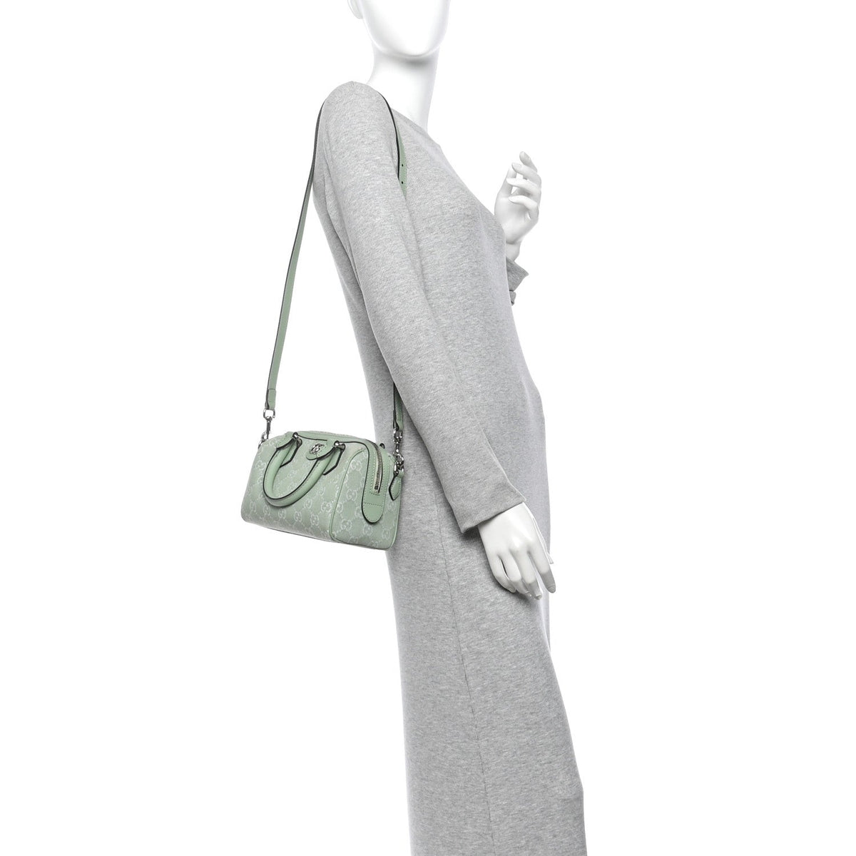 Denim GG Monogram Calfskin Mini Ophidia Top Handle Bag Pale Green wholesalehk.shop
