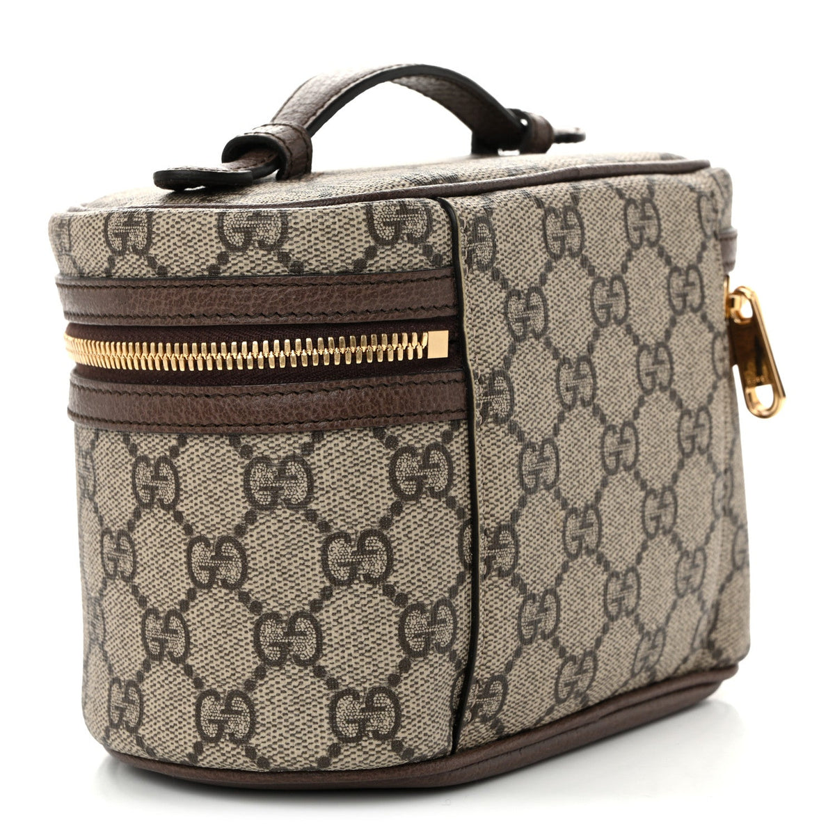 GG Supreme Monogram Textured Calfskin Web Ophidia Vanity Cosmetic Case Beige Ebony New Acero wholesalehk.shop