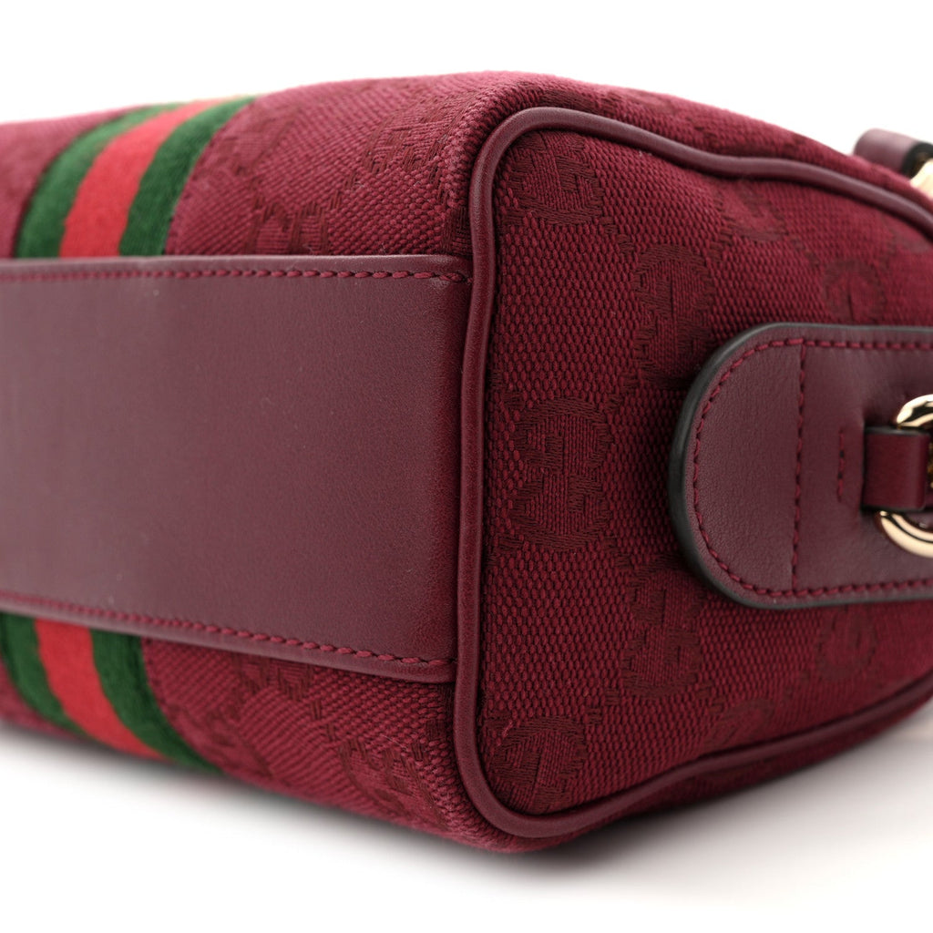 GG Supreme Monogram Textured Dollar Calfskin Web Super Mini Ophidia Top Handle Bowler Bag Rosso Ancora wholesalehk.shop