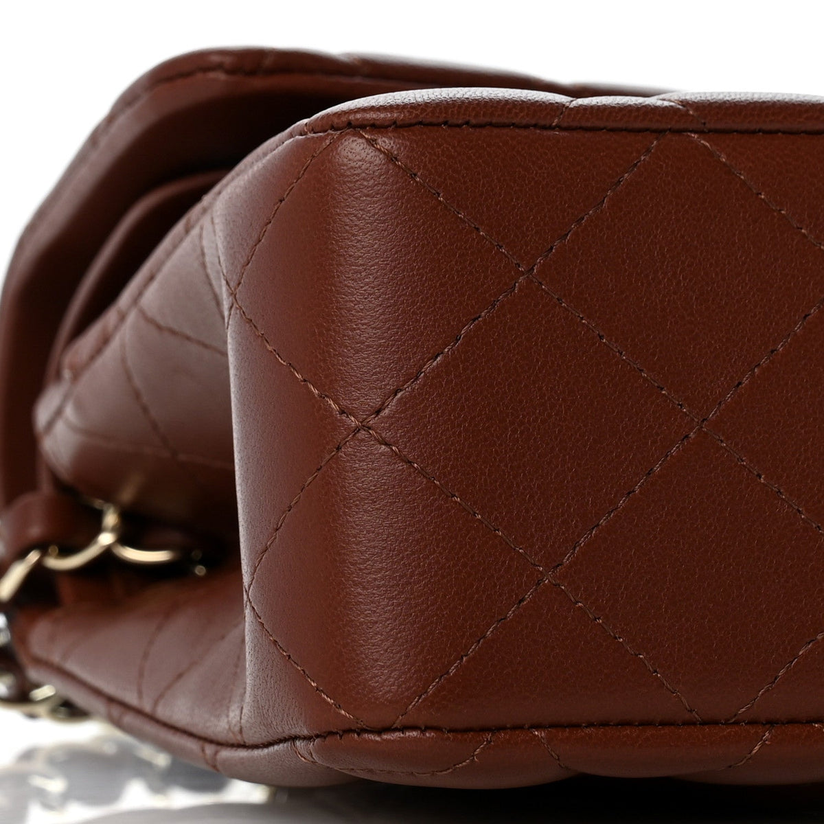 Lambskin Quilted Small Double Flap Dark Brown wholesalehk.shop