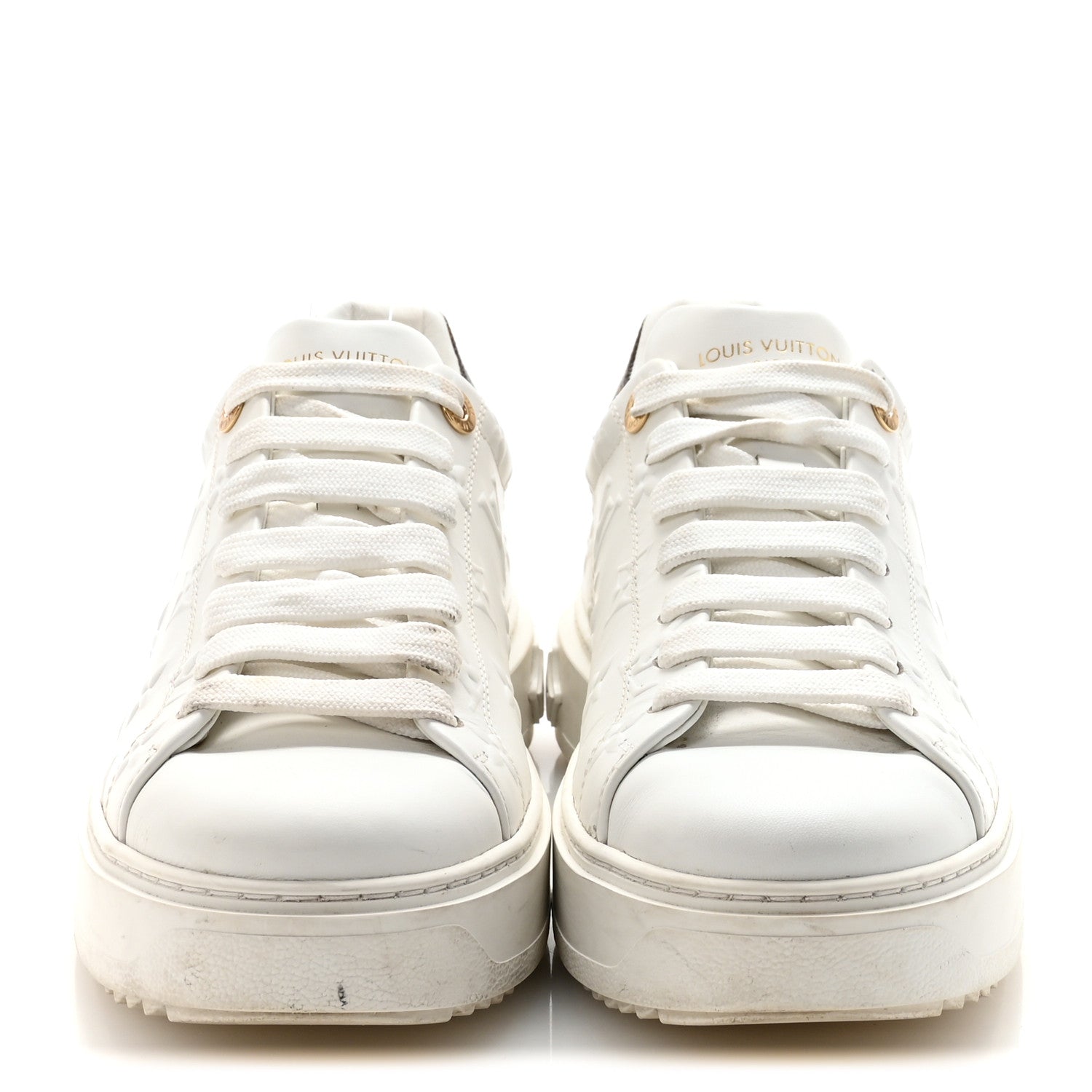Lambskin Embossed Monogram Time Out Sneakers 40 White £¨ Direct shipment via from wholesalehk.shop