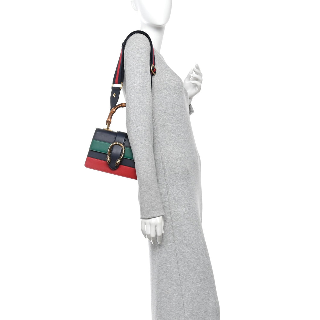 Calfskin Bamboo Web Mini Dionysus Top Handle Bag Blue Emerald Hibiscus Red wholesalehk.shop