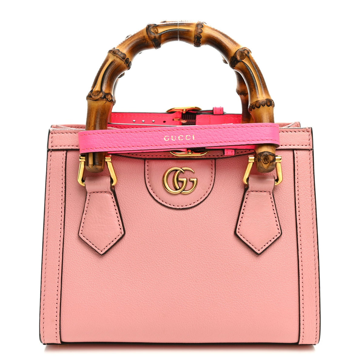 Wonka Grain Calfskin Mini Diana Tote Bag Wild Rose Fuxia Fluo wholesalehk.shop
