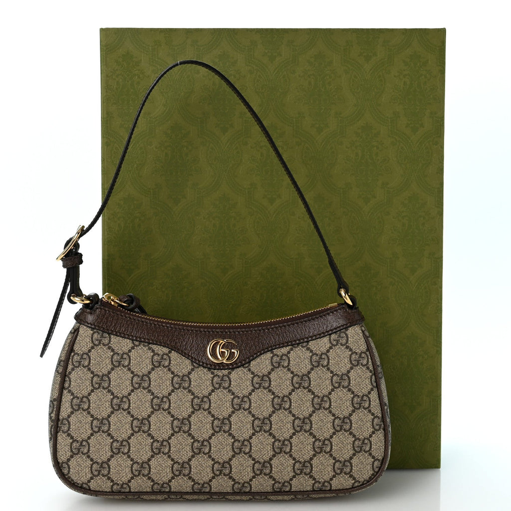 GG Supreme Monogram Textured Dollar Calfskin Small Ophidia Hobo Beige Ebony New Acero wholesalehk.shop