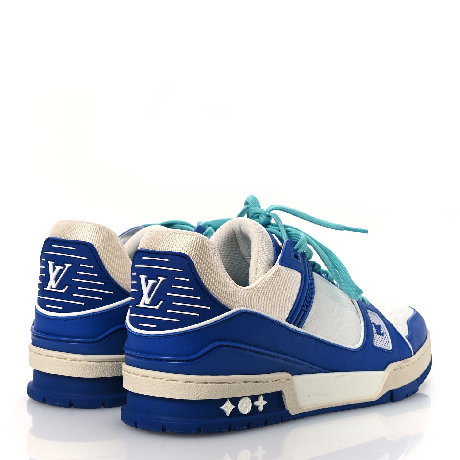 Calfskin Embossed Monogram Mens LV Trainer Sneakers 8.5 Blue £¨ Direct shipment via from wholesalehk.shop