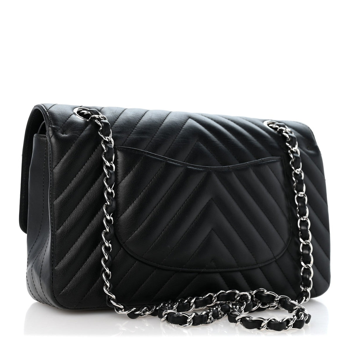 Lambskin Chevron Quilted Medium Double Flap Black wholesalehk.shop