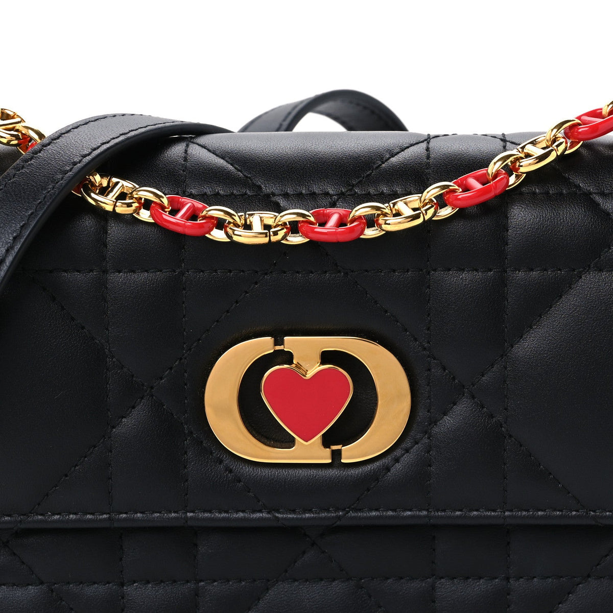 Lambskin Enamel Macrocannage Dioramour Mini Miss Caro Bag Black Red wholesalehk.shop