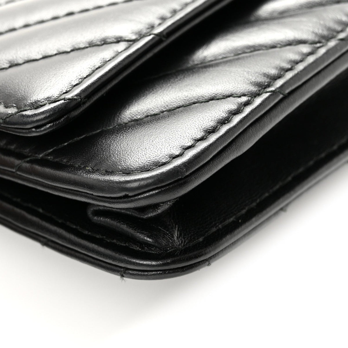 Aged Calfskin Chevron Quilted Reissue Wallet On Chain WOC So Black wholesalehk.shop