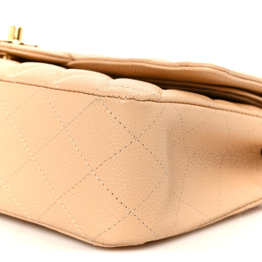 Caviar Quilted Medium Double Flap Beige wholesalehk.shop
