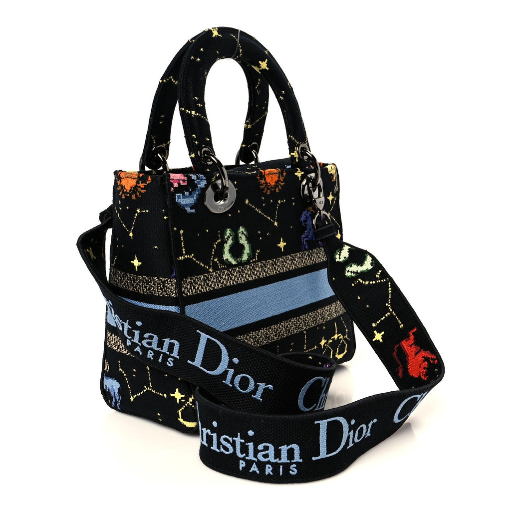 Canvas Pixel Zodiac Embroidered Medium Lady D-Lite Nero Multicolor wholesalehk.shop