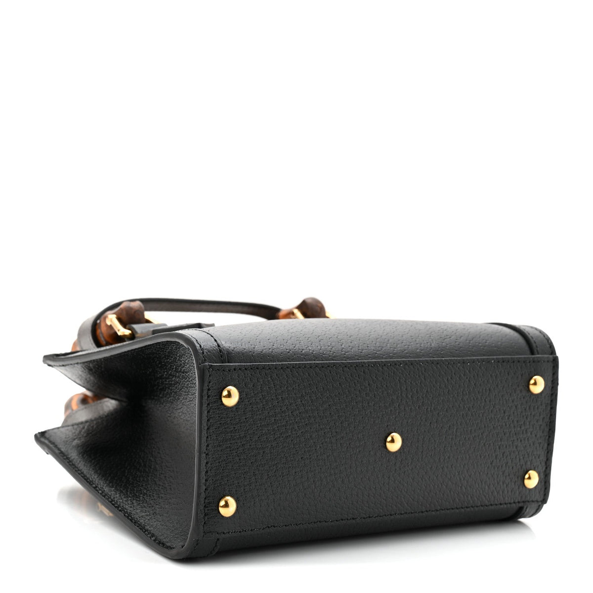 Textured Dollar Calfskin Web Mini Diana Tote Bag Black wholesalehk.shop