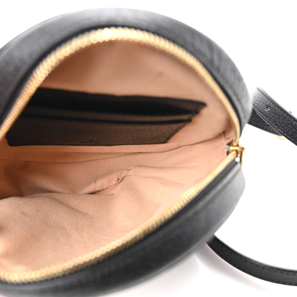 Grained Calfskin Web Mini Ophidia Round Backpack  Black wholesalehk.shop