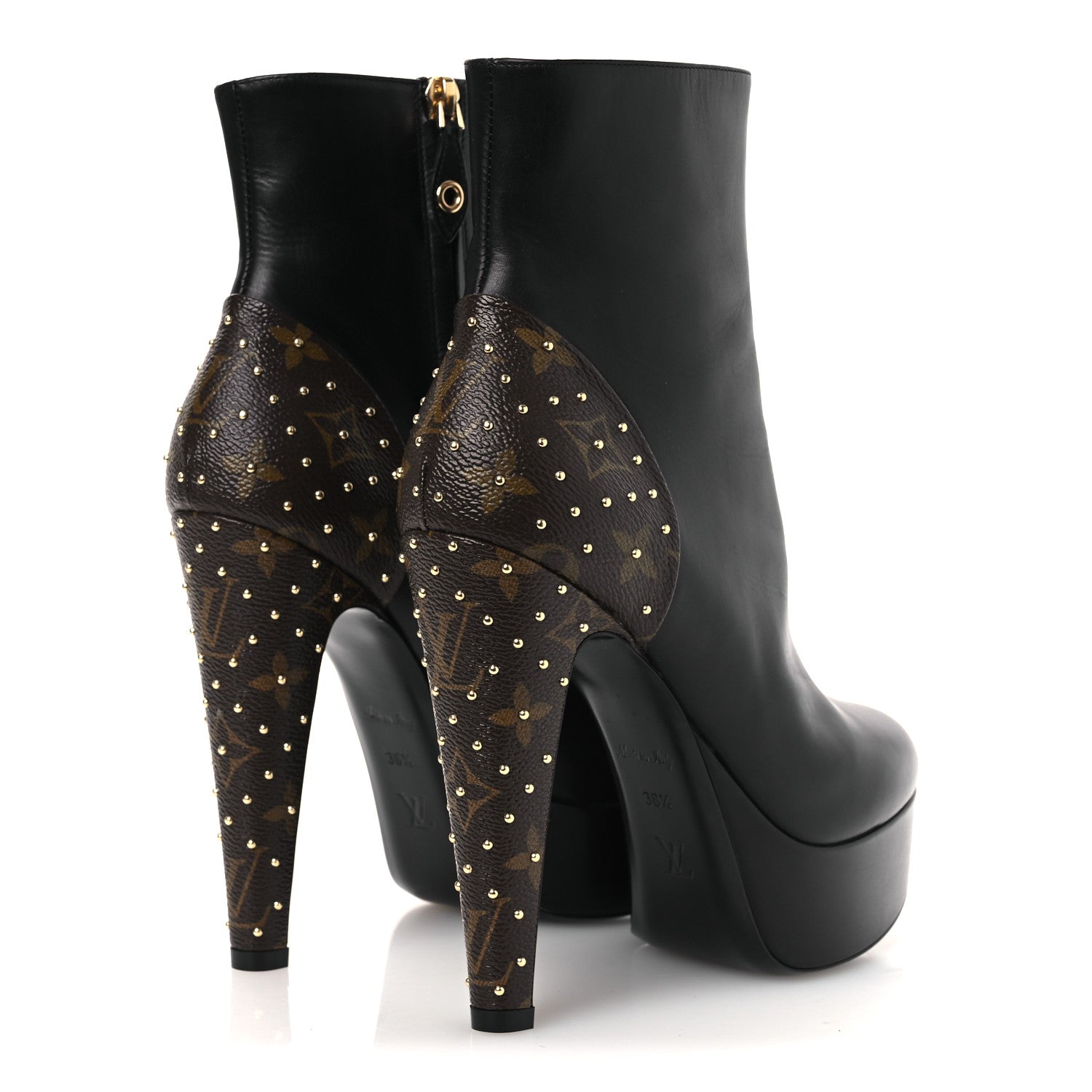 Soft Calfskin Monogram Afterglow Platform Ankle Boots 38.5 Black £¨ Direct shipment via from wholesalehk.shop