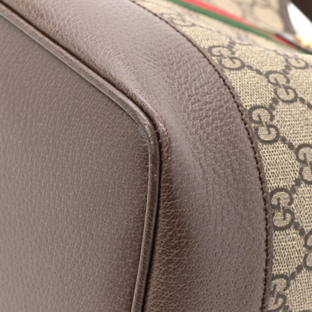 GG Supreme Monogram Textured Dollar Calfskin Web Large Ophidia Bucket Shoulder Bag Beige Ebony New Acero wholesalehk.shop