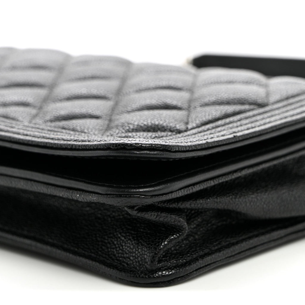 Caviar Quilted Boy Wallet On Chain WOC Black wholesalehk.shop