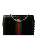 Suede Patent GG Web Small Ophidia Chain Shoulder Bag Black wholesalehk.shop