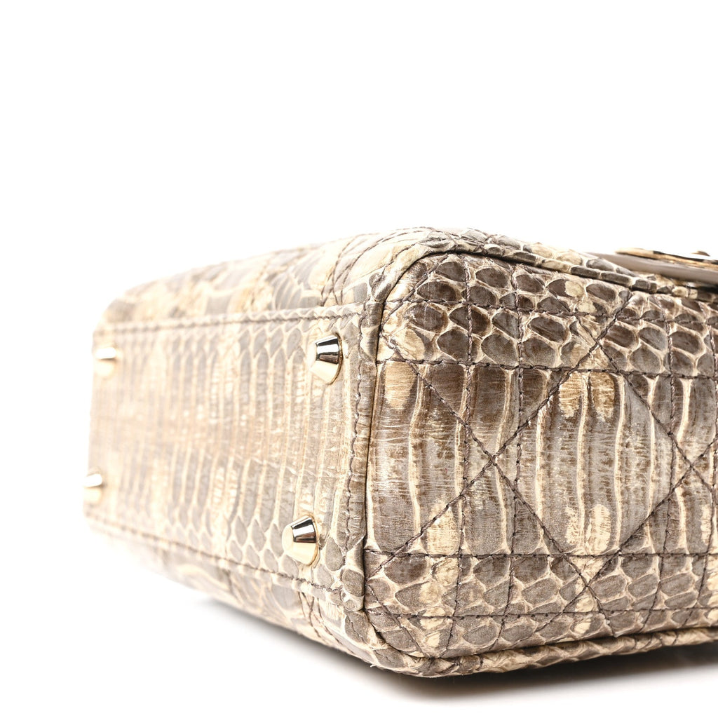 Metallic Snakeskin Cannage Mini Lady Dior Beige wholesalehk.shop