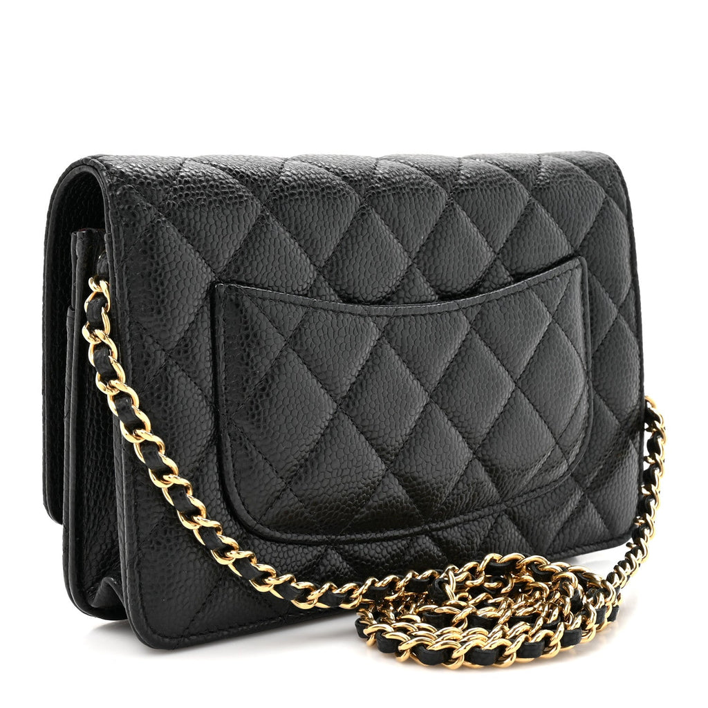 Caviar Quilted CC Turnlock Wallet On Chain WOC Black wholesalehk.shop
