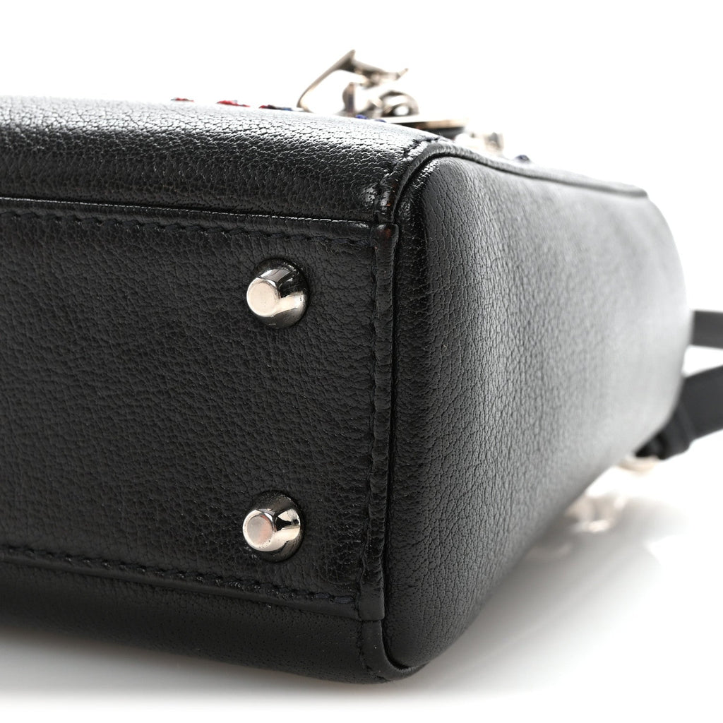 Goatskin Sequin Embroidered Mini Lady Dior Black wholesalehk.shop