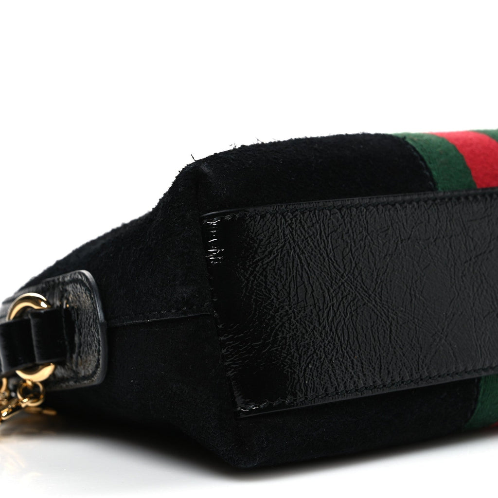 Suede Patent Web GG Small Ophidia Dome Shoulder Bag Black wholesalehk.shop