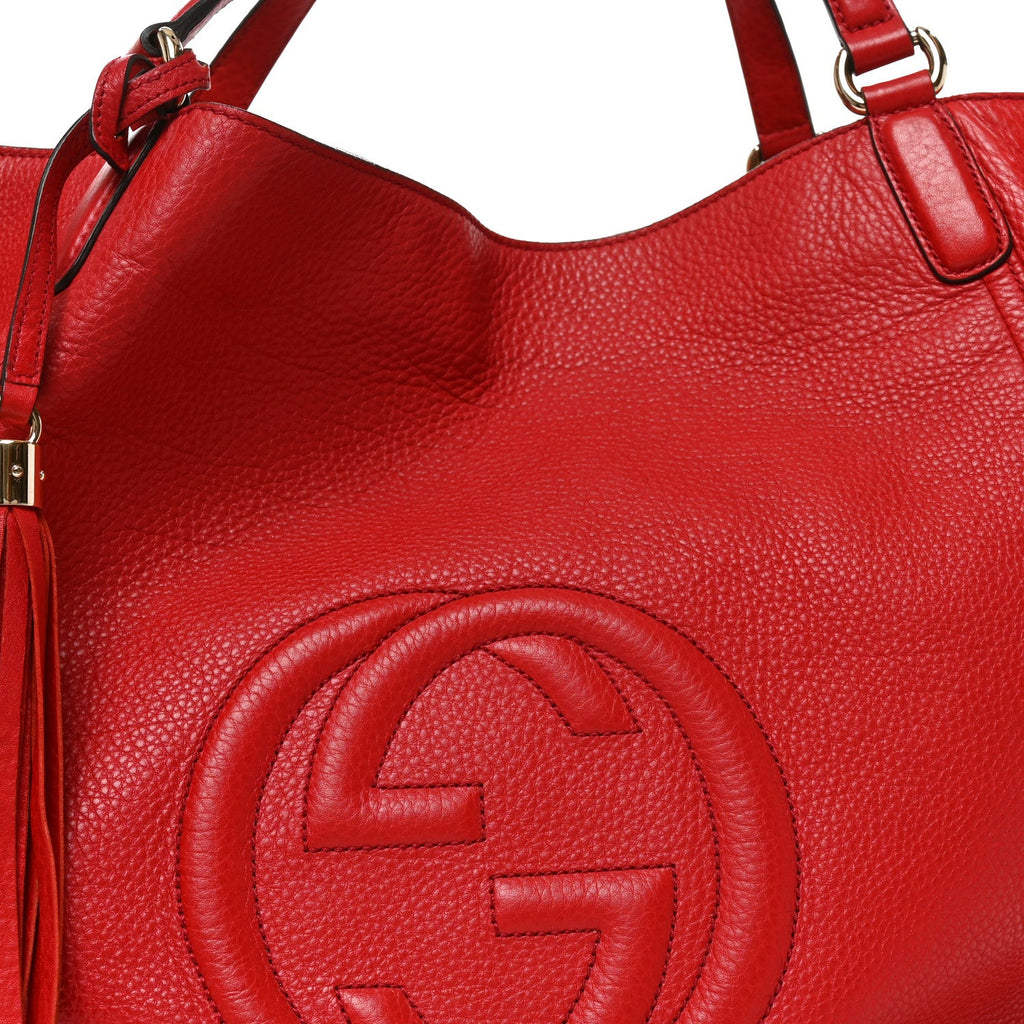 Pebbled Calfskin Large Soho Shoulder Bag Red wholesalehk.shop