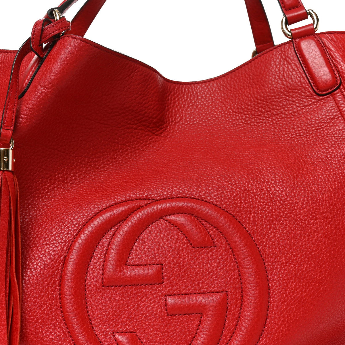Pebbled Calfskin Large Soho Shoulder Bag Red wholesalehk.shop