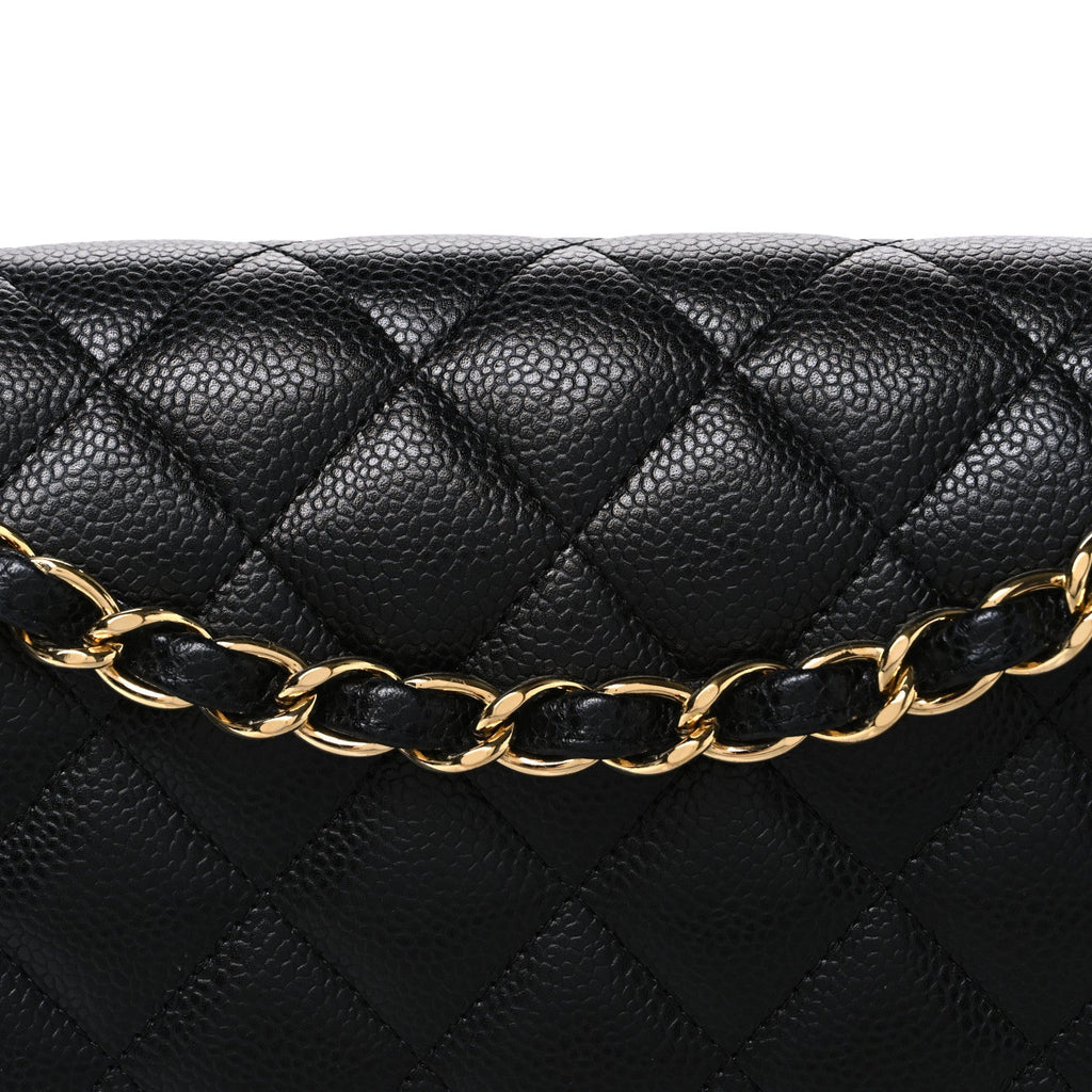 Caviar Quilted Jumbo Double Flap Black wholesalehk.shop