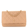 Caviar Quilted Wallet on Chain WOC Beige wholesalehk.shop