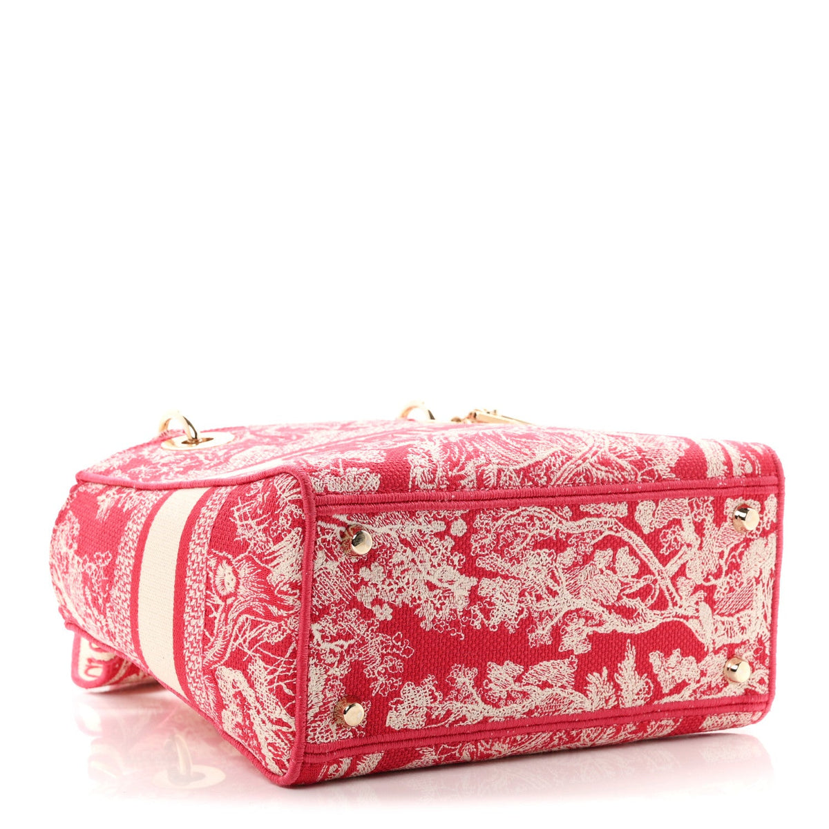Canvas Toile De Jouy Reverse Embroidered Medium Lady D-Lite Red wholesalehk.shop