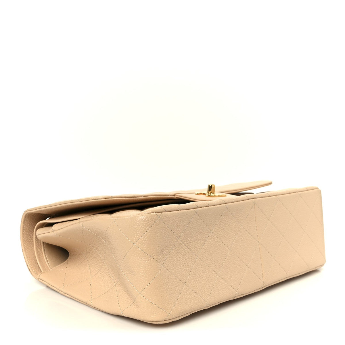 Caviar Quilted Jumbo Double Flap Beige wholesalehk.shop