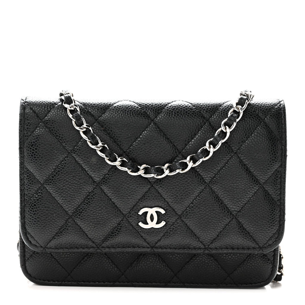 Caviar Quilted Mini Wallet On Chain WOC Black wholesalehk.shop