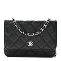 Caviar Quilted Mini Wallet On Chain WOC Black wholesalehk.shop