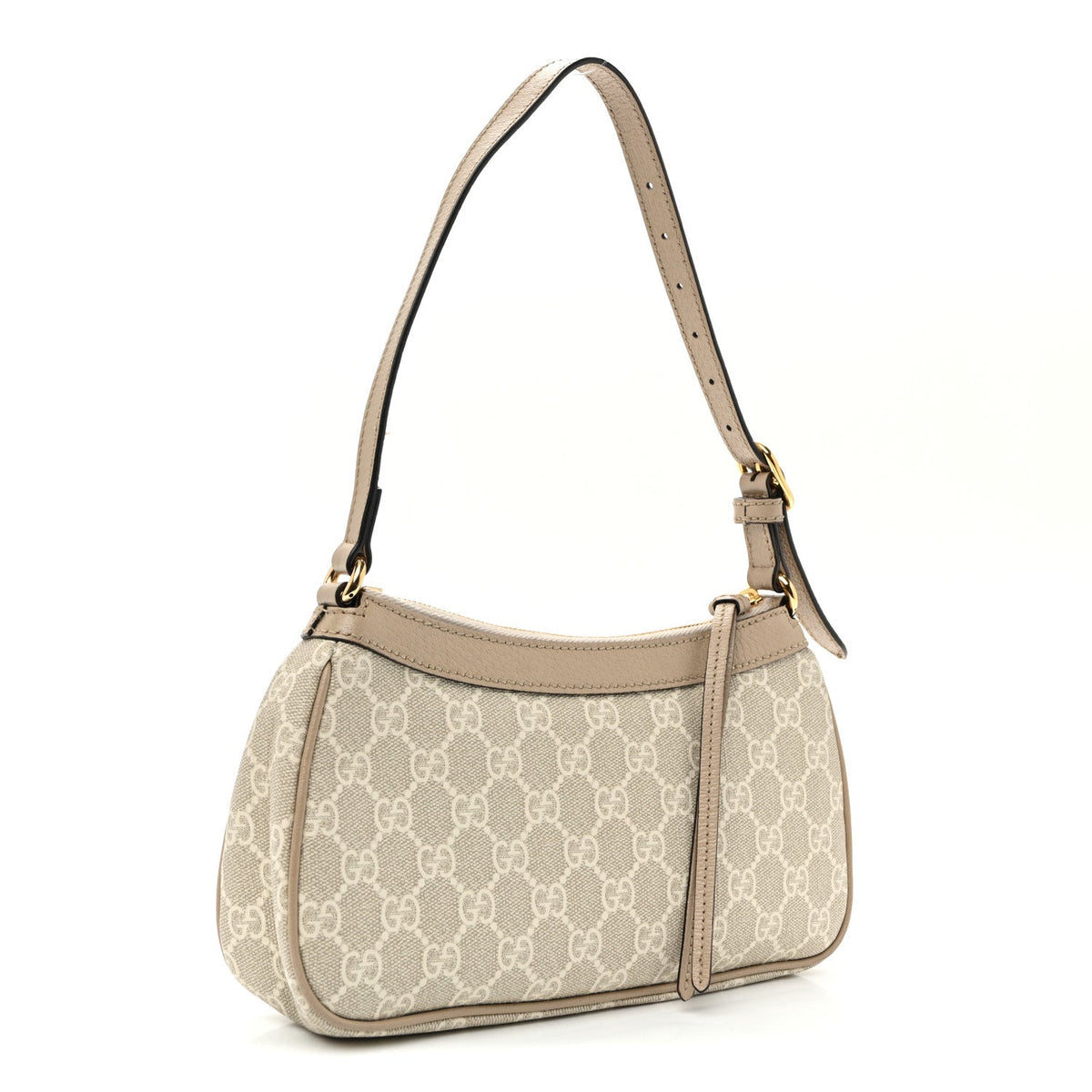 GG Supreme Monogram Textured Dollar Calfskin Small Ophidia Hobo Beige Mystic White Oatmeal wholesalehk.shop