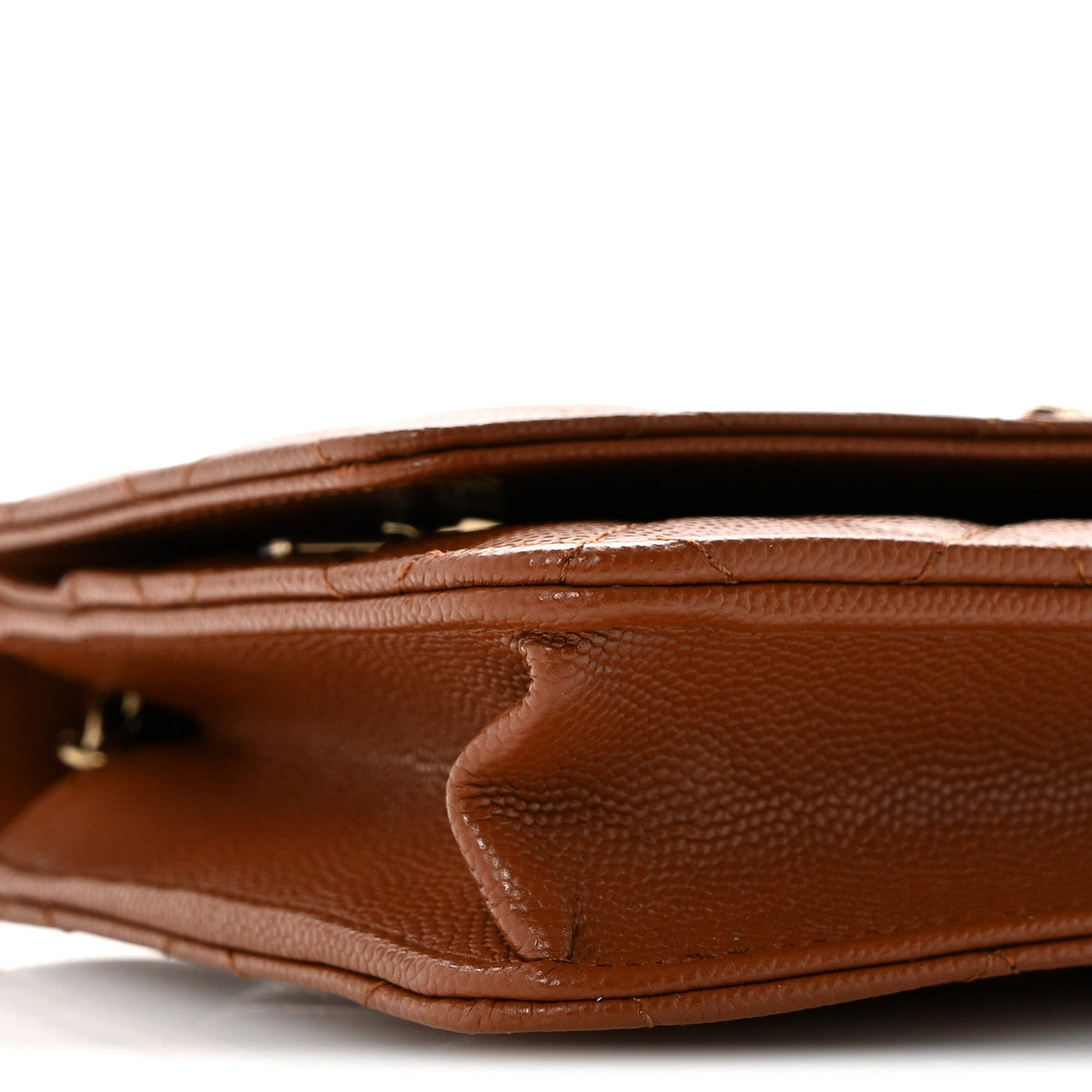 Shiny Caviar Quilted Strass Wallet On Chain WOC Light Brown wholesalehk.shop