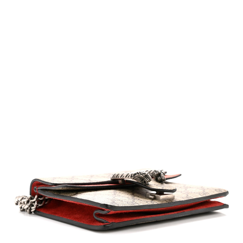 GG Supreme Monogram Suede Mini Dionysus Shoulder Bag Beige Ebony Vulcanic Red wholesalehk.shop