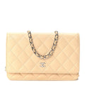 Caviar Quilted Wallet on Chain WOC Beige Clair wholesalehk.shop