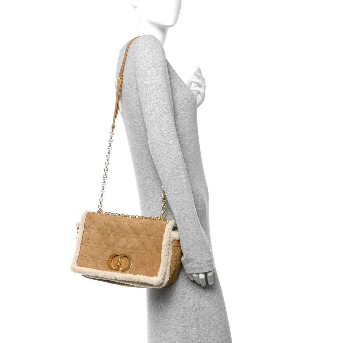 Shearling Cannage Large Caro Bag Camel wholesalehk.shop