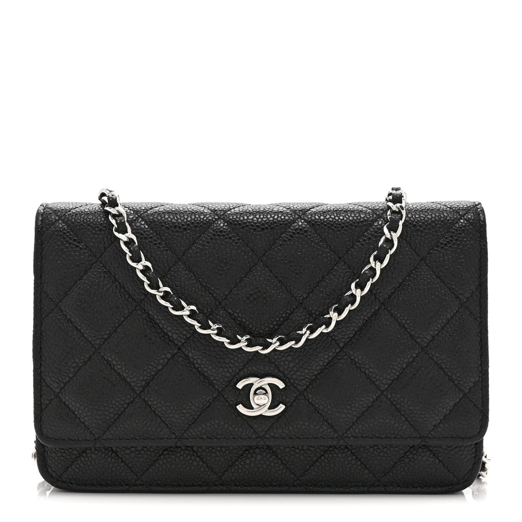 Caviar Quilted CC Turnlock Wallet On Chain WOC Black wholesalehk.shop