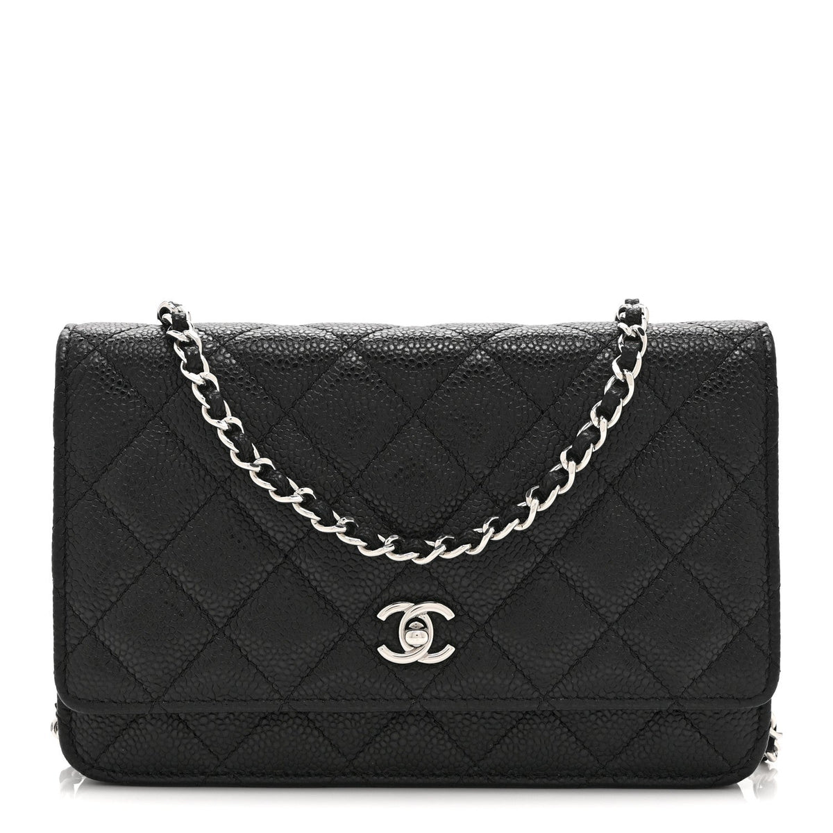 Caviar Quilted CC Turnlock Wallet On Chain WOC Black wholesalehk.shop