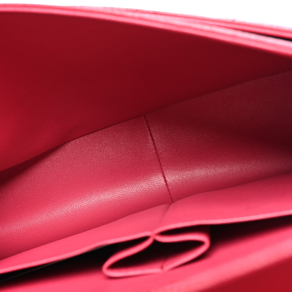 Caviar Quilted Jumbo Double Flap Dark Pink wholesalehk.shop