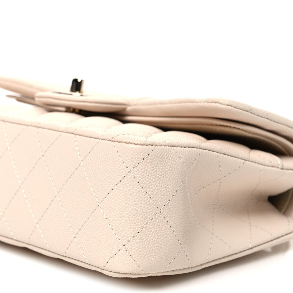Caviar Quilted Small Double Flap Light Beige wholesalehk.shop