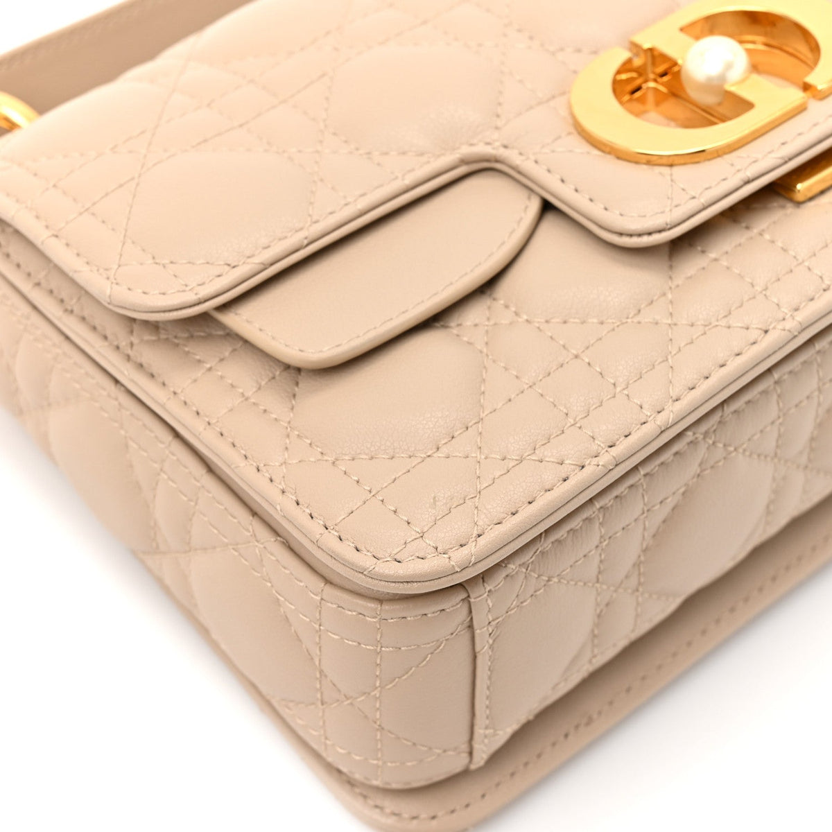 Lambskin Cannage Small Jolie Top Handle Bag Powder Beige Latte wholesalehk.shop