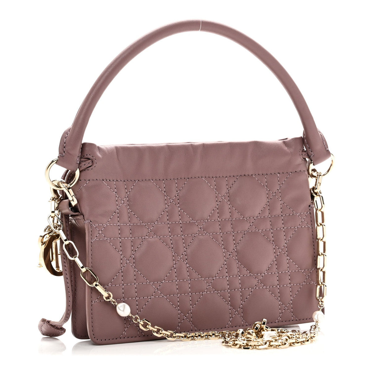 Lambskin Cannage Milly Mini Drawstring Bag Pink Peony wholesalehk.shop