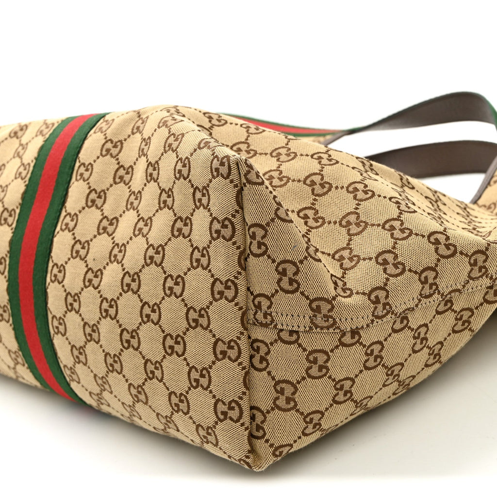 GG Monogram Web Large Giglio Tote Beige Brown wholesalehk.shop