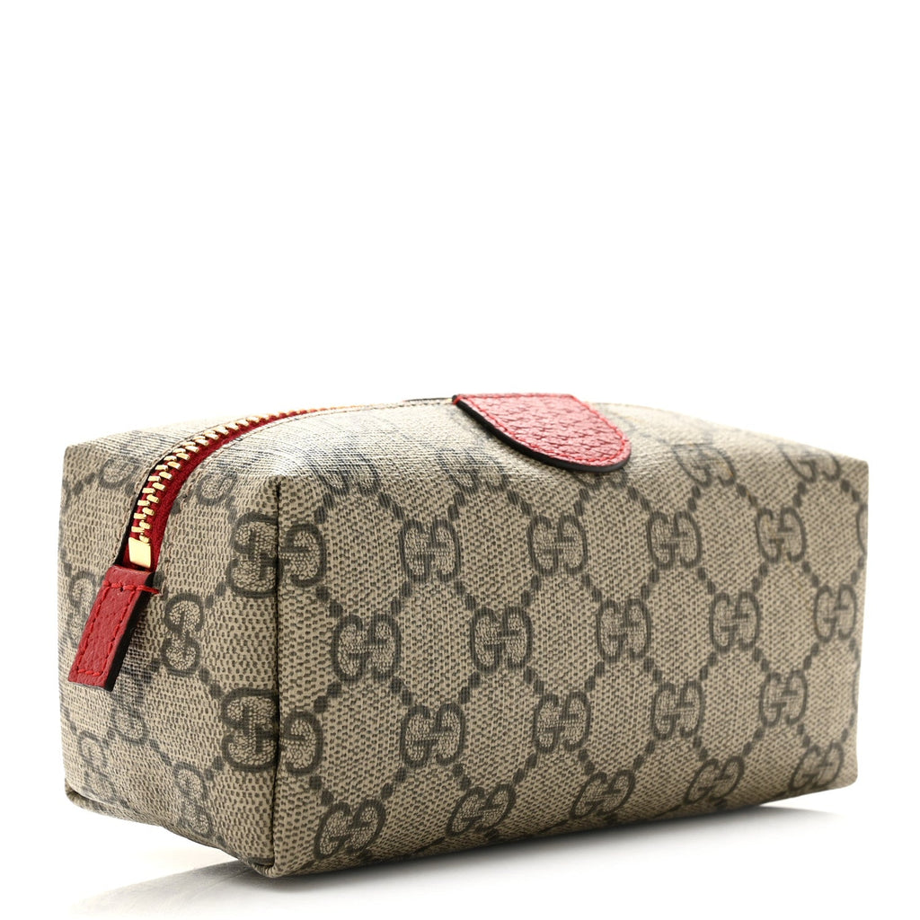 Soft GG Supreme Monogram Calfskin Small Ophidia Cosmetic Case Beige Ebony Hibiscus Red wholesalehk.shop
